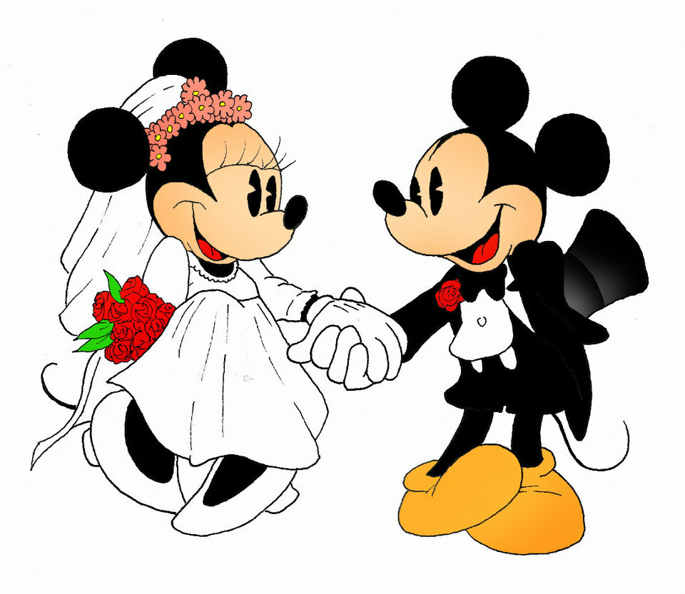 Imágen de amor de Minnie y Mickey listos para el matrimonio