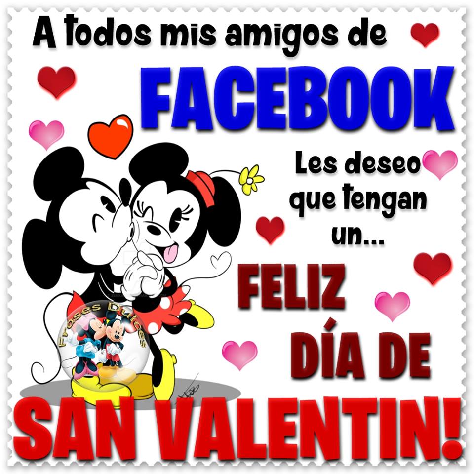 Imágen de amor de Minnie y Mickey para celebrar el dia de san valentín por Facebook