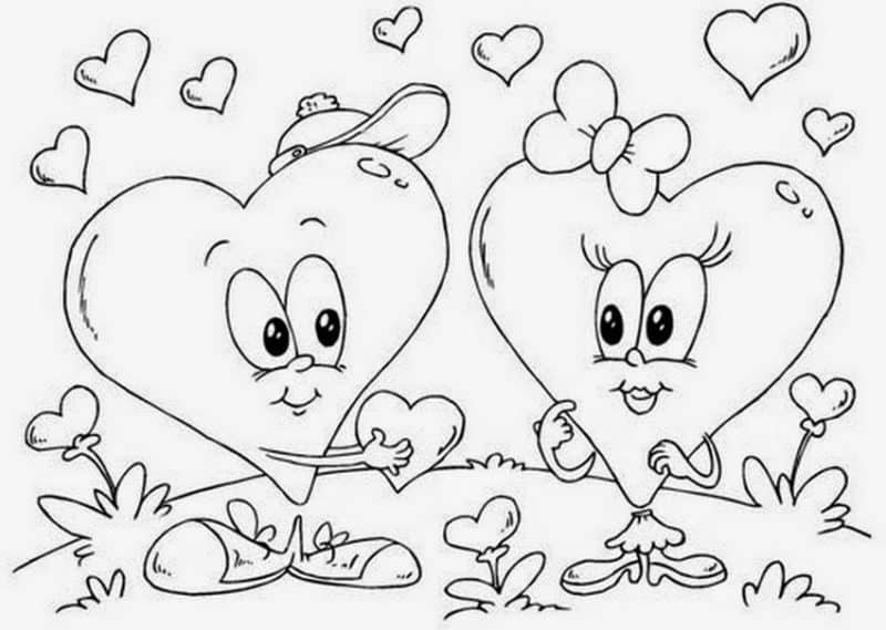 imágenes de amor fáciles de dibujar 2 corazones en jardín